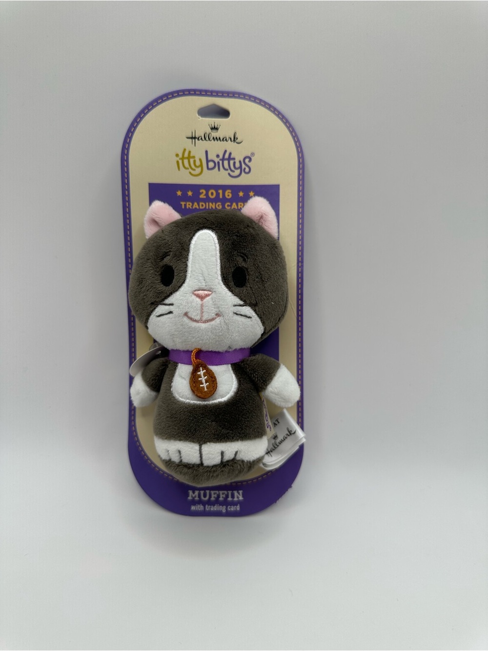 Hallmark itty bittys Muffin Packaging Tag - Purple, White, Gray